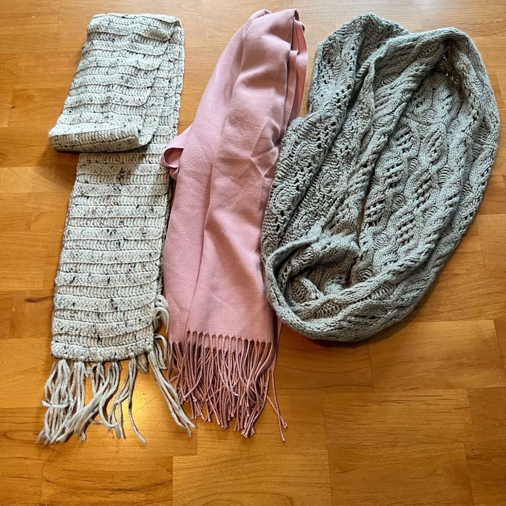 SCARF BUNDLE 3 piece pink, gray, beige